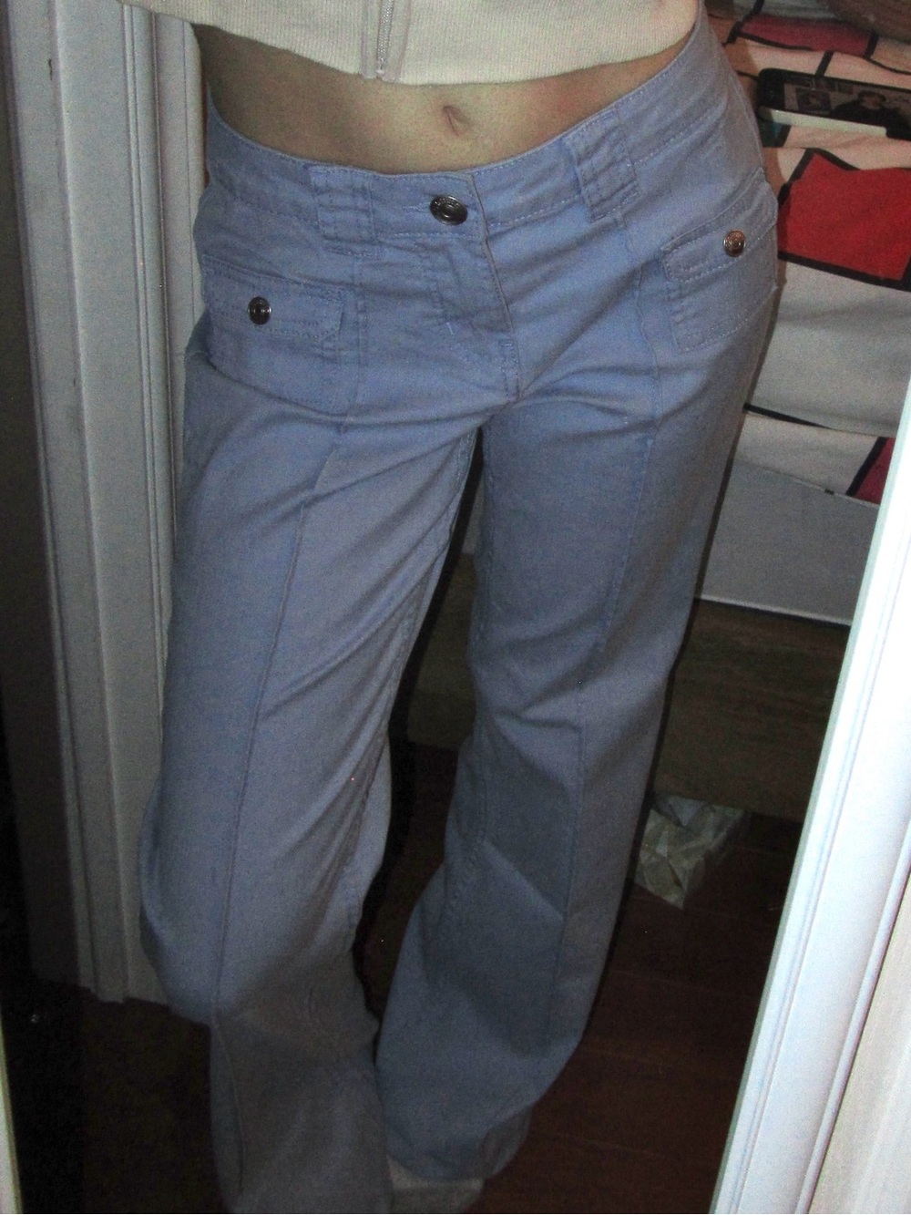 Divided Light Blue Straight-Leg Pants